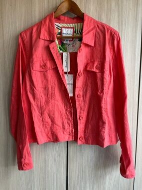 Tommy Bahama Coral-Red Linen Button Jacket